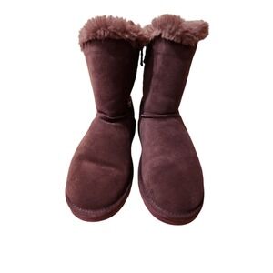 Lamo Womens Boots Faux Fur Trim Knit Accent Pull On Brown Winter‎